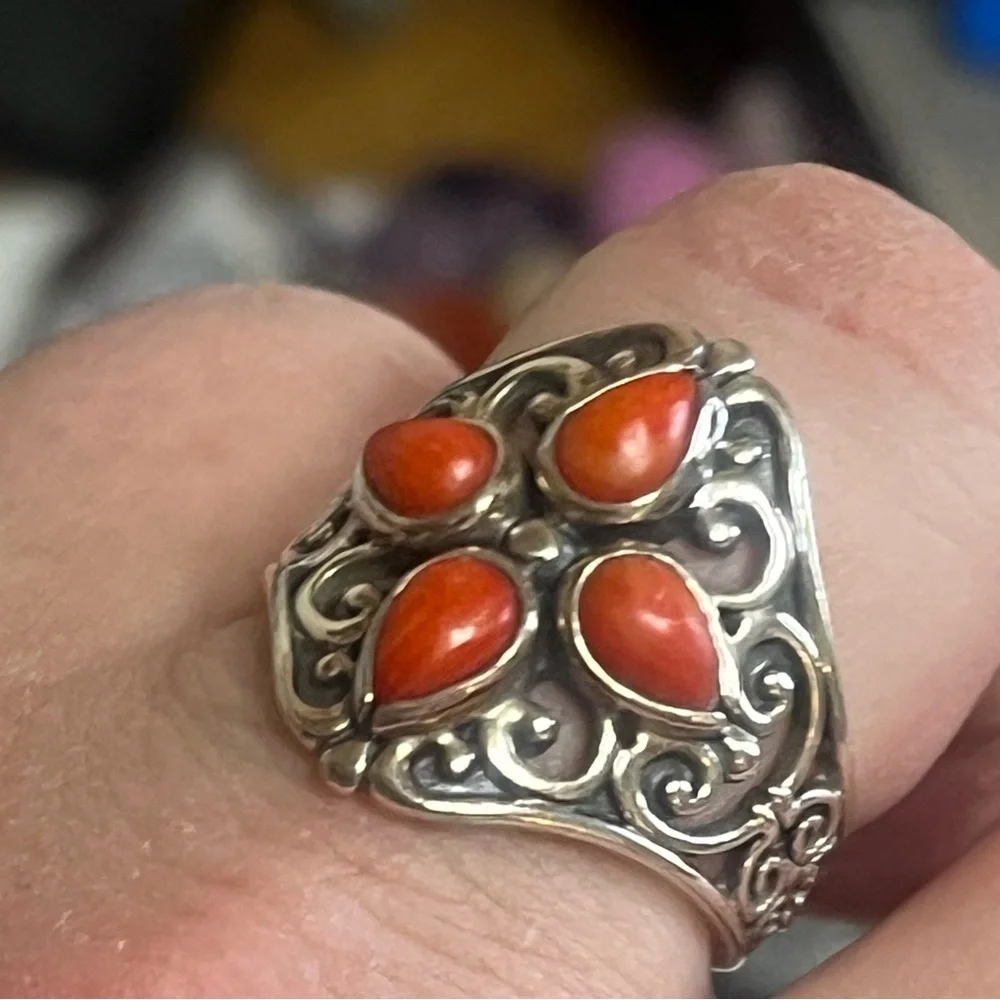 Carolyn Pollack Relios Coral Sterling Ring - Picture 9 of 14
